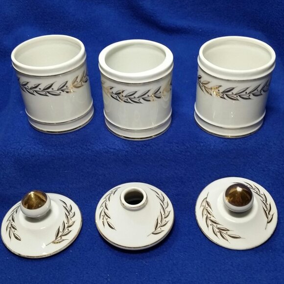 Vintage Lefton Apothecary Vanity Jar Decor Set MCM 1950's 3 Pc Set Lefton 2404 - Picture 9 of 10
